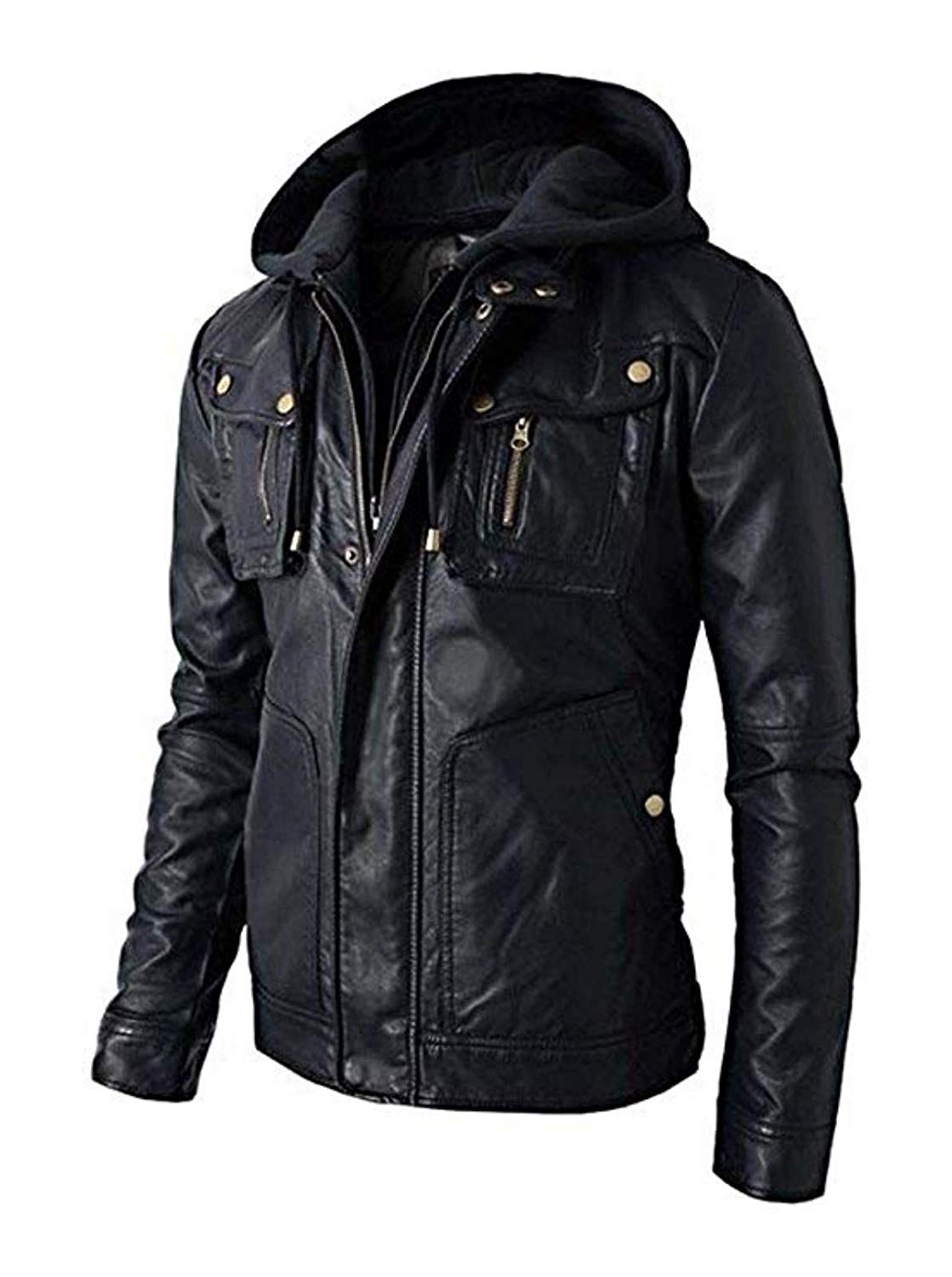 UZ Global Black Biker Mens Leather Jacket Leather Jacket for Men Regular Big & Tall 